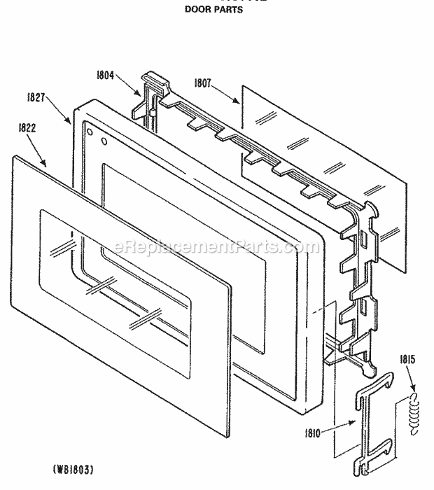 GE JE63T002 Counter Top Microwave Door Parts Diagram