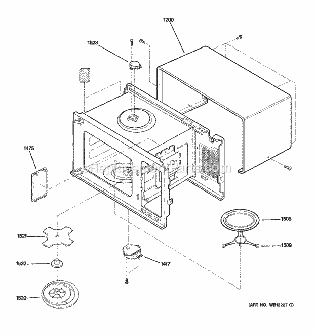 GE JEB1860DM1WW Microwave Oven Cavity Parts Diagram