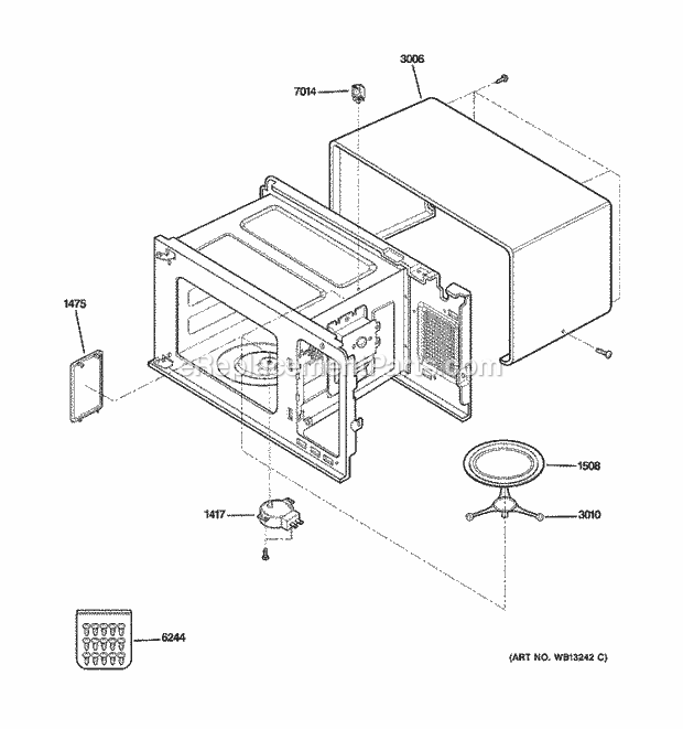 GE JES1451WJ01 Counter Top Microwave Open Cavity Parts Diagram