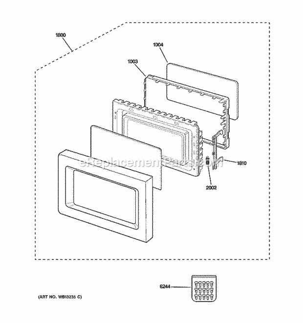 GE JES1651SJ02 Counter Top Microwave Door Parts Diagram