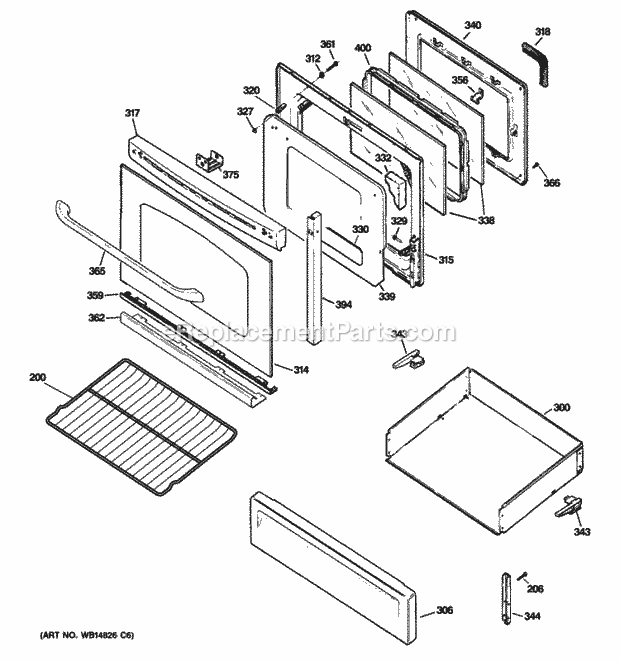 GE JGB810DET1CC Door & Drawer Parts Diagram