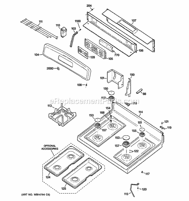GE JGBP28SET3SS Control Panel & Cooktop Diagram