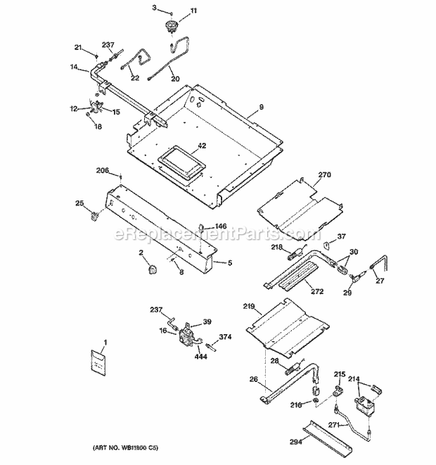 GE JGBP28TED2WW Gas Range Gas & Burner Parts Diagram