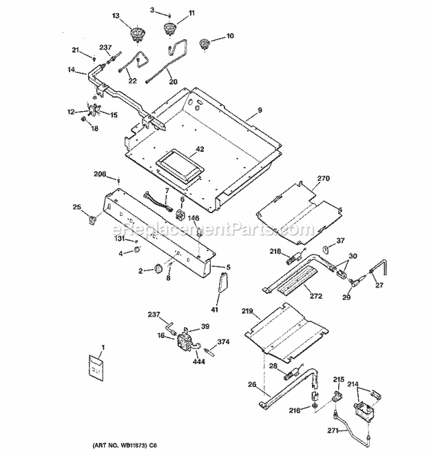 GE JGBP79AEB3AA Gas Range Gas & Burner Parts Diagram