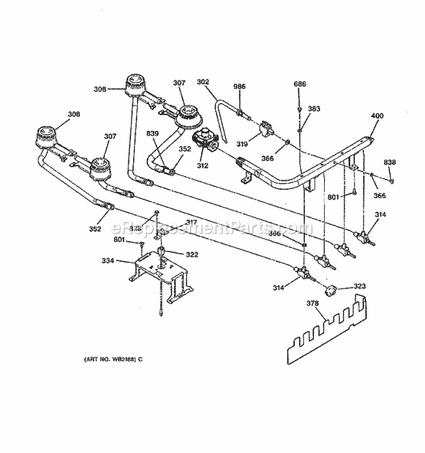 GE JGSP20GET1BB Gas Range Surface Burner Parts Diagram