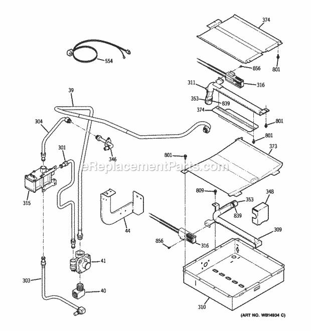 GE JGSP28DEN3WW Gas & Burner Parts Diagram