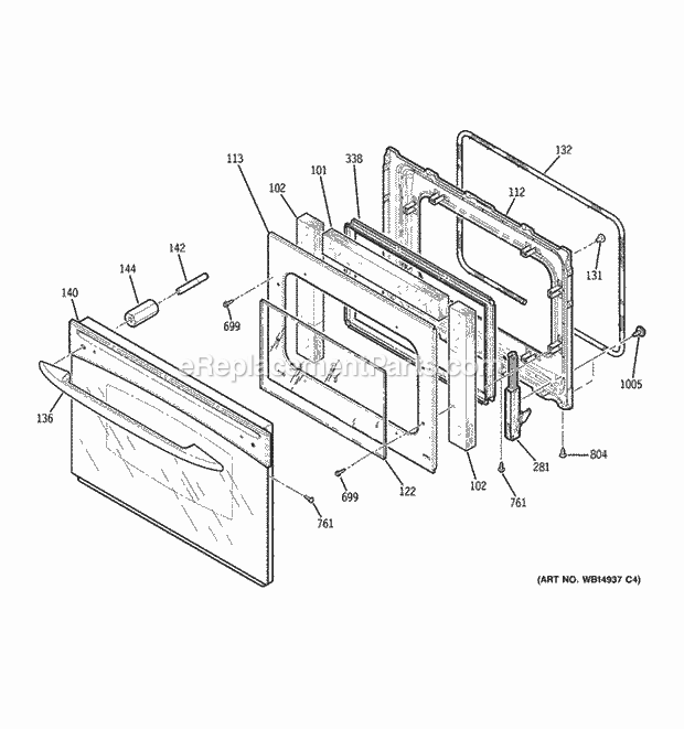 GE JGSP42DET1BB Door Diagram