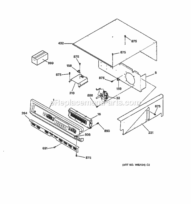 GE JKP56AA1AA Electric Range Control Panel Diagram