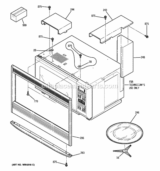 GE JKP90DP1BB Microwave Enclosure Diagram
