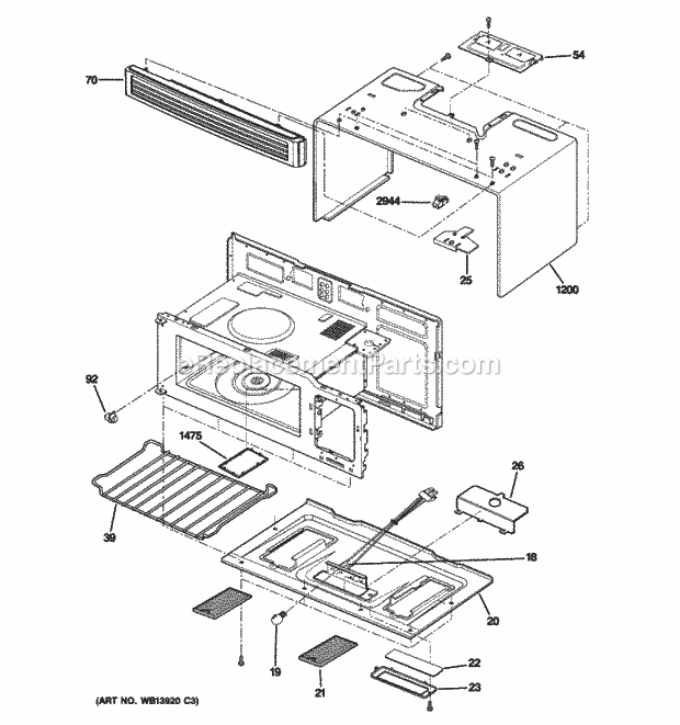GE JNM1541SM5SS Oven Cavity Parts Diagram
