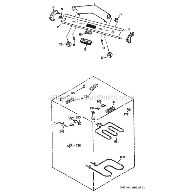 GE JSP69WVWW Electric Range Control Panel & Electrical Components Diagram