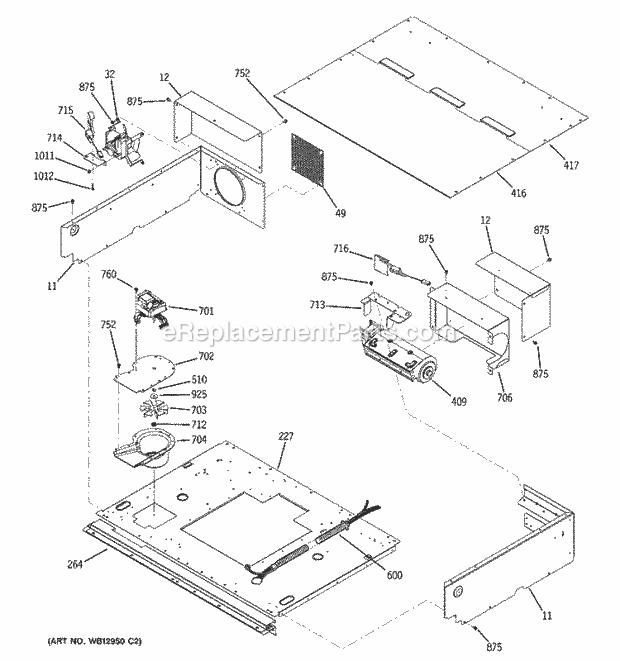 GE JT980WH1WW Electric Range Cooling Fan Diagram