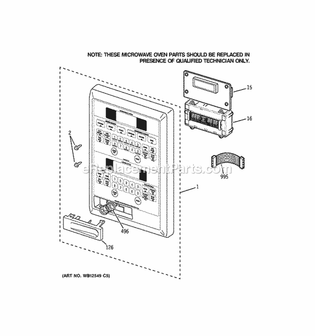 GE JTP90DP2BB Control Panel Diagram