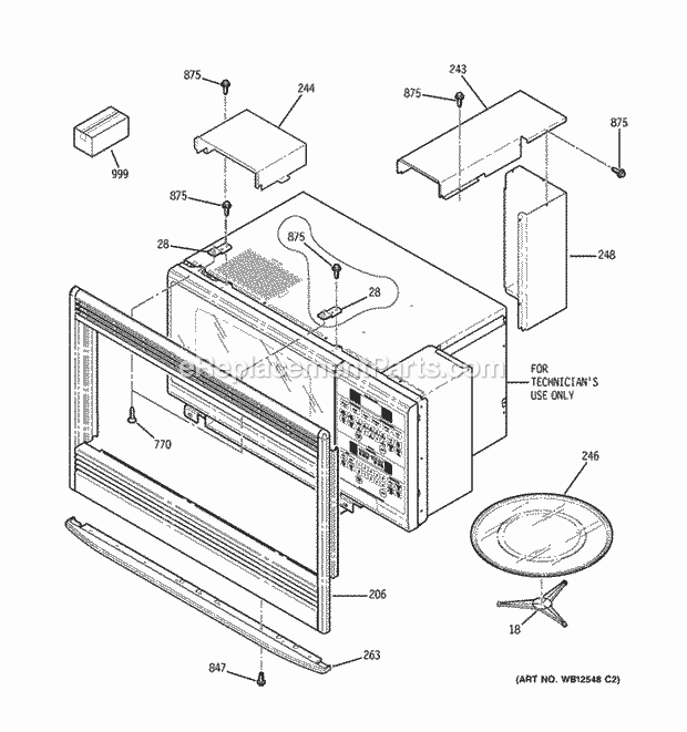 GE JTP90DP2BB Microwave Enclosure Diagram