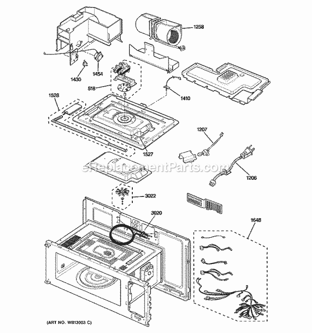 GE JVM1490CH02 Counter Top Microwave Interior Parts (2) Diagram