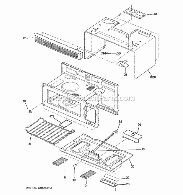 GE JVM1540DM2CC Microwave Oven Cavity Parts Diagram