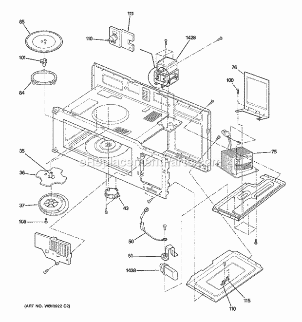 GE JVM1540SM2SS Microwave Interior Parts (1) Diagram