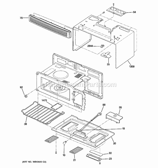 GE JVM1540SM2SS Microwave Oven Cavity Parts Diagram