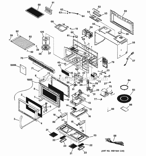 GE JVM1651WB003 Counter Top Microwave Microwave Diagram