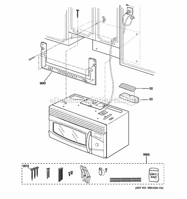 GE JVM1790SK01 Counter Top Microwave Oven Cavity Parts Diagram