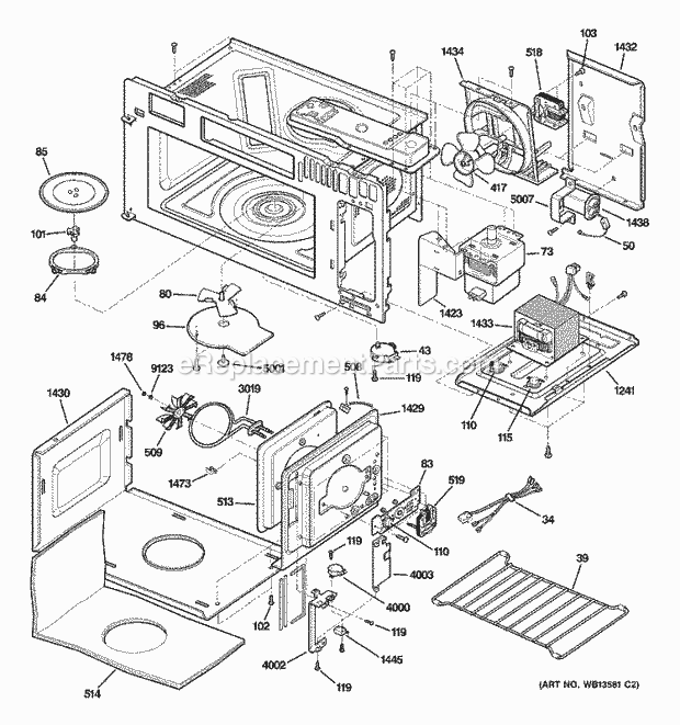 GE JVM1790SK01 Counter Top Microwave Latch Board Parts Diagram