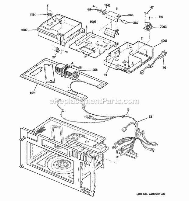 GE JVM1790SK01 Counter Top Microwave Interior Parts 1 Diagram