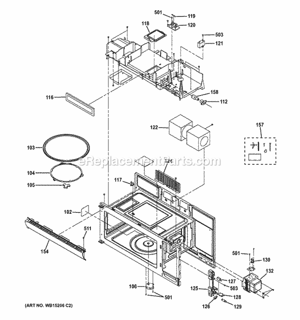 GE JVM3160RF1SS Oven Cavity Parts Diagram