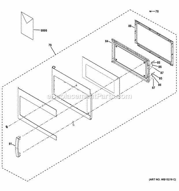 GE JVM6172DF1BB Door Parts Diagram