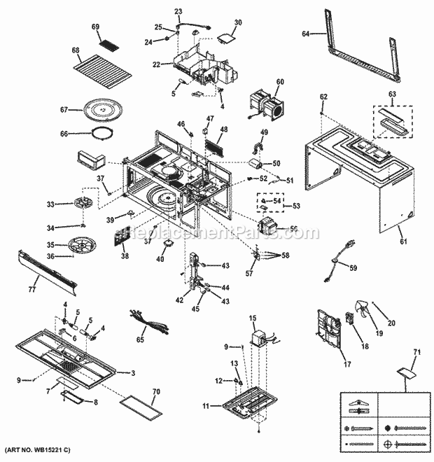 GE JVM6172DF1WW Oven Cavity Parts Diagram
