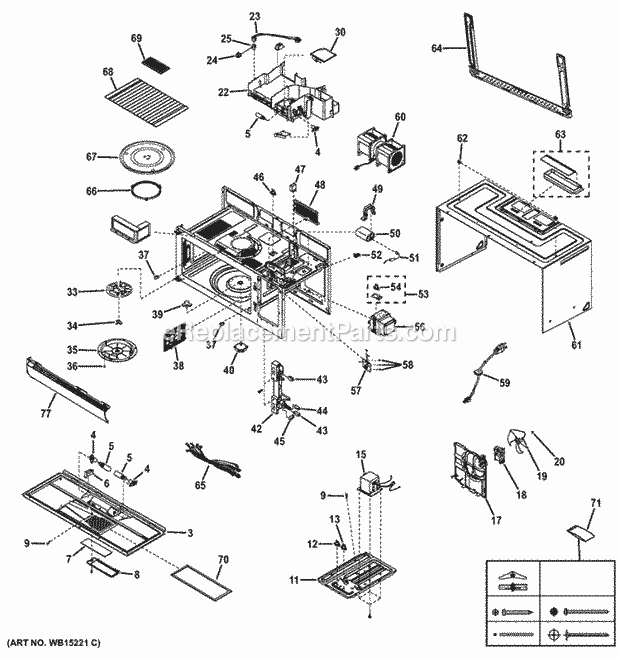 GE JVM6177DF1BB Oven Cavity Parts Diagram