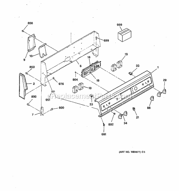 GE LEB316GT4WH Electric Range Control Panel Diagram