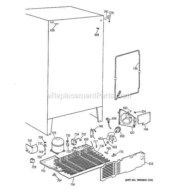 GE MSG20GABGWW Refrigerator Unit Parts Diagram