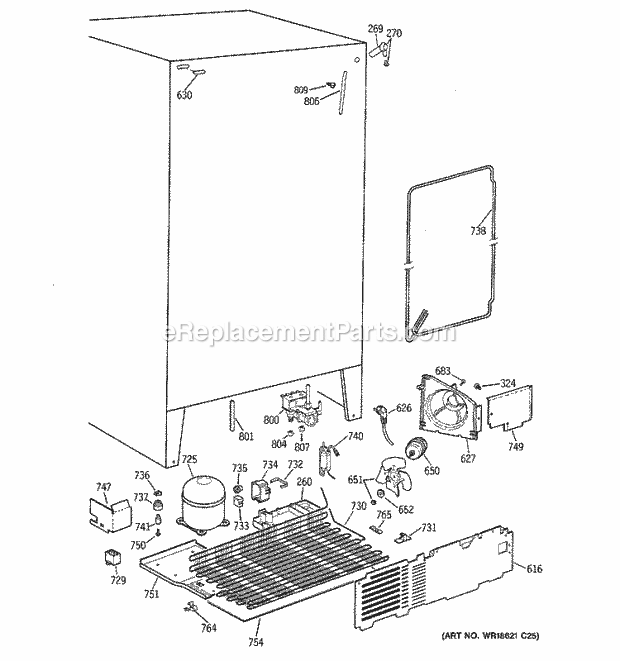GE MSG20GWBKWW Refrigerator Unit Parts Diagram