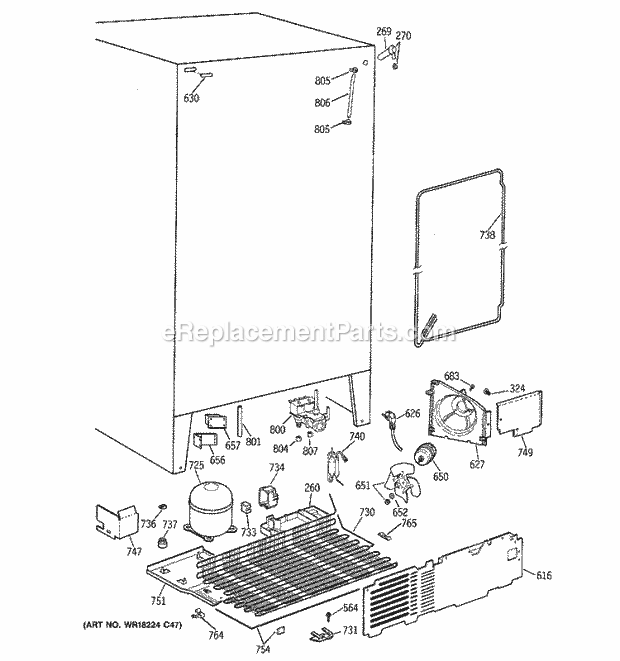 GE MSG20GWZBWW Refrigerator Unit Parts Diagram