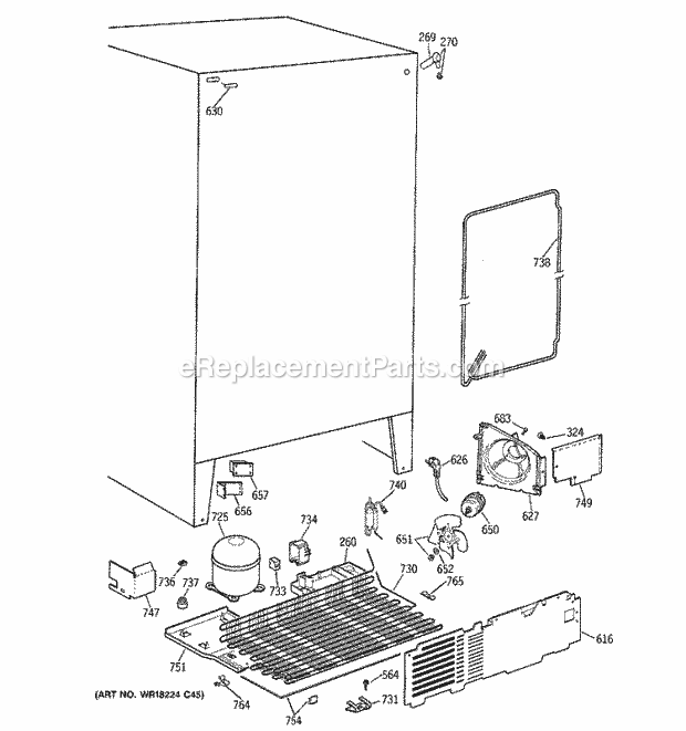 GE MSG22GAXFWW Refrigerator Unit Parts Diagram