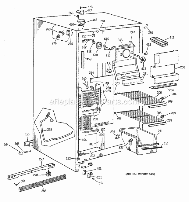 GE MSK22GAZBAD Refrigerator Freezer Section Diagram