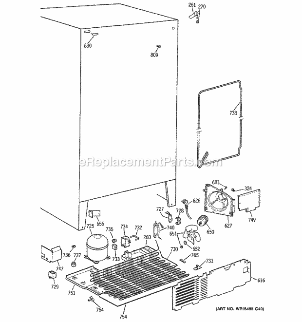 GE MSK25GACGAA Refrigerator Unit Parts Diagram