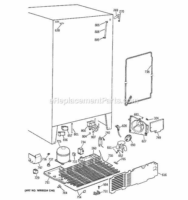 GE MSK27DHZBAA Refrigerator Unit Parts Diagram