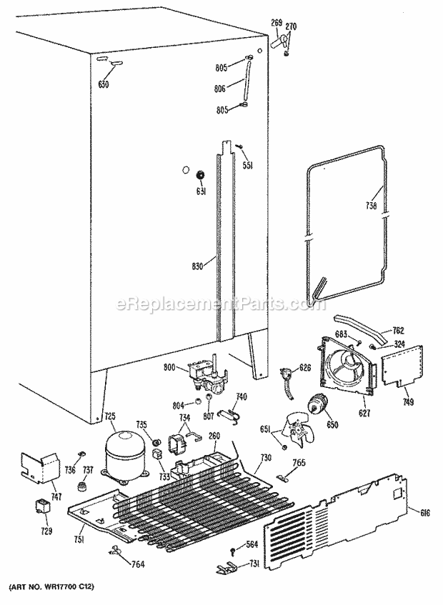 GE MSX20GWSAWH Refrigerator Section Diagram