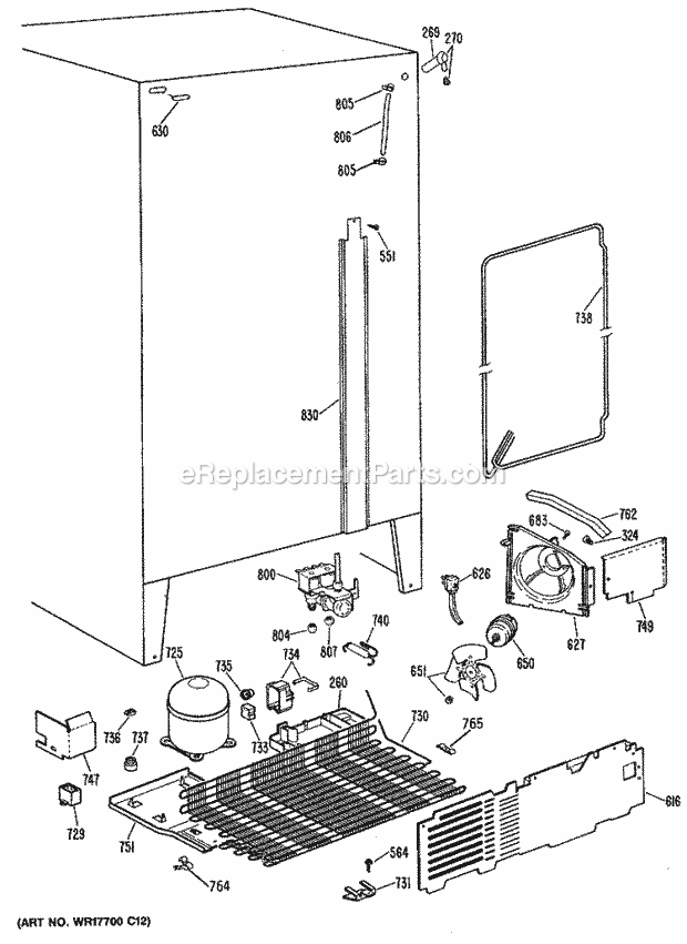 GE MSX22BRSBWH Refrigerator Page D Diagram