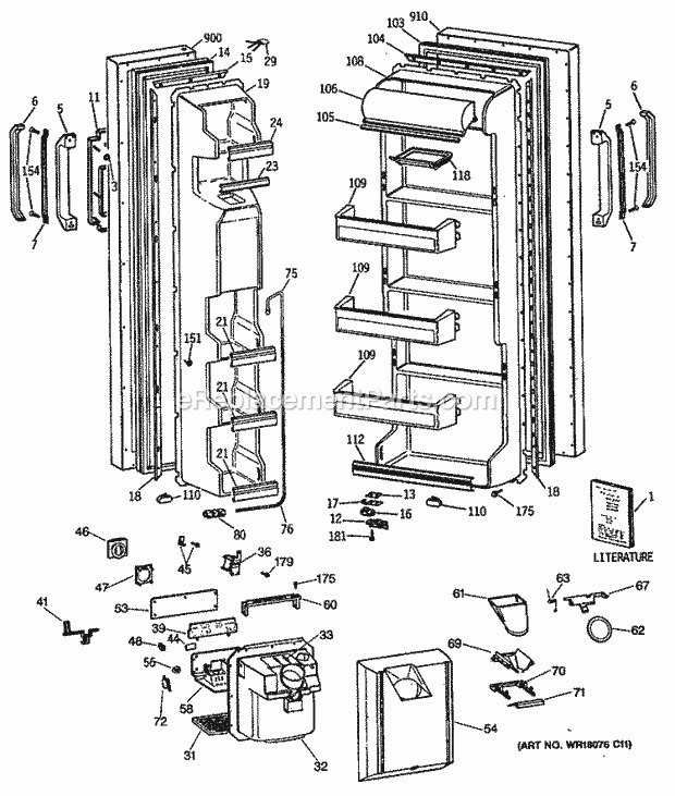 GE MSX22GRSBWH Refrigerator Section Diagram