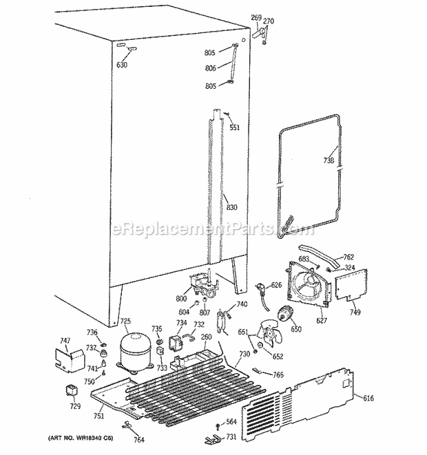 GE MSX22GRXDWW Refrigerator Unit Parts Diagram