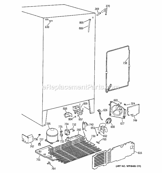 GE MSX25GRBAWW Refrigerator Unit Parts Diagram