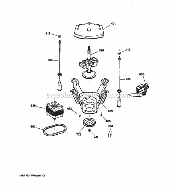 GE MTAP1000M0WW Residential Washer Suspension, Pump & Drive Components Diagram