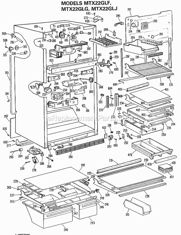 GE MTX22GLJRAD Refrigerator Page C Diagram