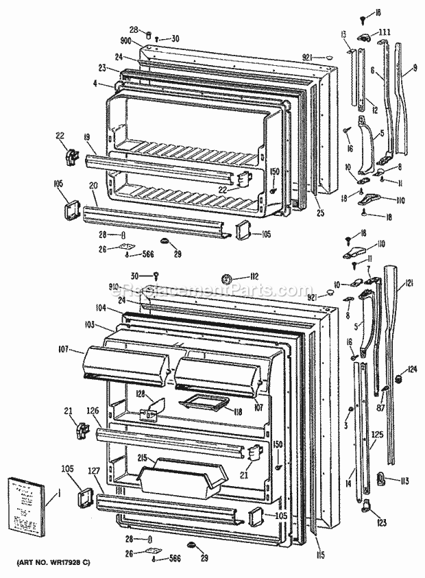 GE MTX22GPKRWH Refrigerator Page C Diagram