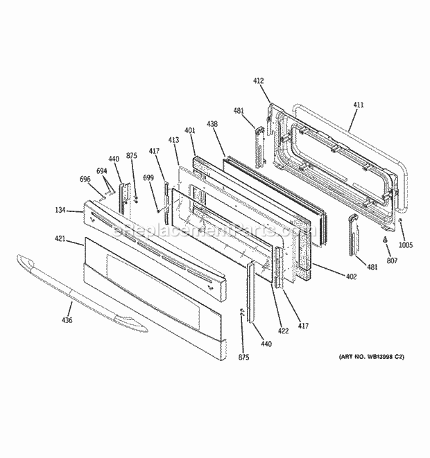 GE PB975SM2SS Electric Range Upper Door Diagram