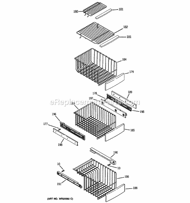 GE PCE23NGTJFBB Freezer Shelves Diagram