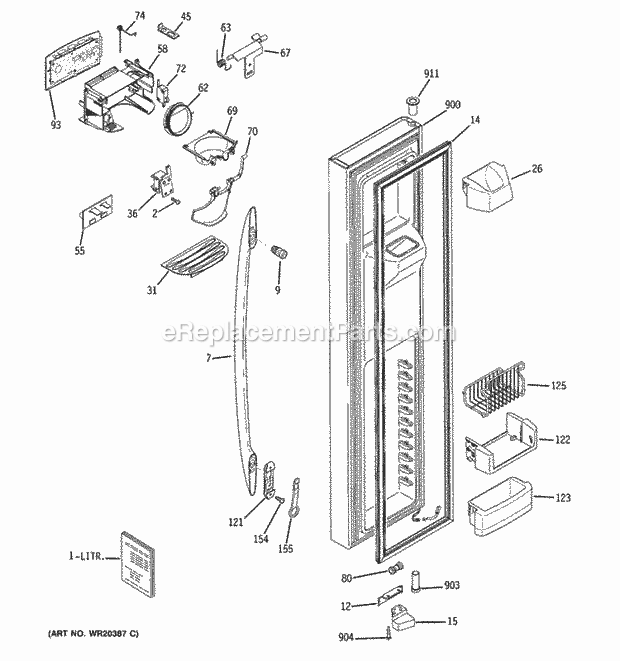 GE PCF23MGWABB Refrigerator W Series Freezer Door Diagram