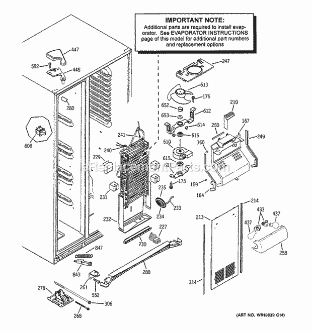 GE PCF23MGWCCC Refrigerator W Series Freezer Section Diagram